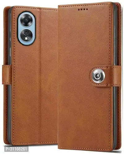 Classy Grip Case Artificial Leather,Silicon Flip Cover For Oppo Cph2577 , Oppo_A58 4GVintage Brown-thumb0