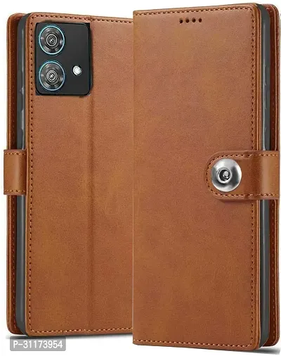 Classy Magnetic Case Artificial Leather,Silicon Flip Cover For Moto Edge 40NeoVintage Brown-thumb0