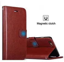 Classy Grip Case Artificial Leather,Plastic Flip Cover For Samsung Galaxy C9 ProBrown-thumb2