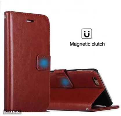 Classy Grip Case Artificial Leather,Plastic Flip Cover For Samsung Galaxy C9 ProBrown-thumb3