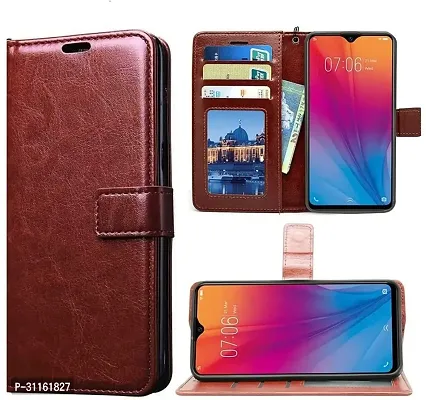 Coverblack Grip Case Artificial Leather,Silicon Flip Cover For Vivo V2303 , Vivo_V29E 5GTan Brown-thumb2