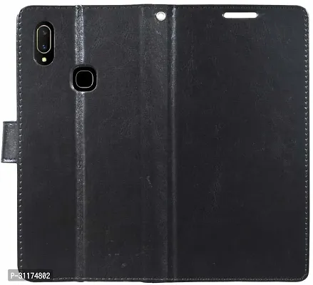 Classy Grip Case Artificial Leather,Plastic Flip Cover For Asus Zenfone Max Pro M2Venom Black-thumb2