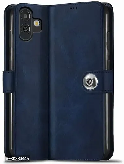 Coverblack Dual Protection Artificial Leather,Rubber Flip Cover For Samsung Galaxy A04Blue