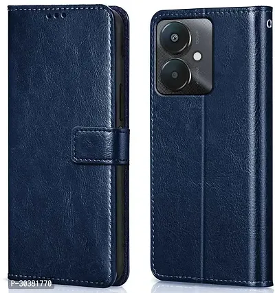 Coverblack Magnetic Case Artificial Leather,Silicon Flip Cover For Mi Redmi 13C 5GBlue-thumb0