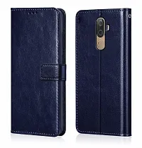 Classy Grip Case Artificial Leather,Rubber Flip Cover For Lenovo Xt 19023 , K8NoteNavy Blue-thumb1