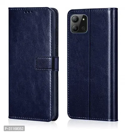 Coverblack Dual Protection Artificial Leather,Rubber Flip Cover For Infinix Hot 11 2022Navy Blue-thumb2