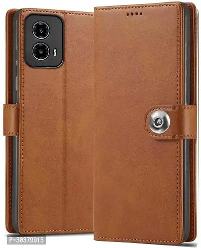 Coverblack Hybrid Tpu Artificial Leather,Silicon Flip Cover For Motorola Moto G34 5GVintage Brown-thumb0