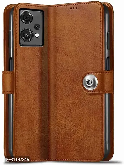 Classy Magnetic Case Artificial Leather,Silicon Flip Cover For Realme 9 ProExecutive Brown-thumb0