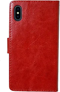 Coverblack Magnetic Case Artificial Leather,Rubber Flip Cover For Iphone Xs , 10S , 10 , IphonexVintage Red-thumb1