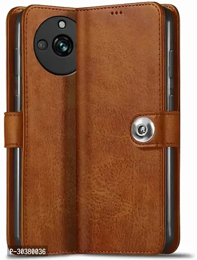 Coverblack Magnetic Case Artificial Leather,Rubber Flip Cover For Realme Narzo 60 Pro 5GBrown-thumb0