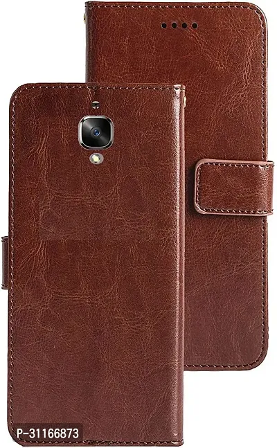 Classy Grip Case Artificial Leather,Silicon Flip Cover For 1+ 3T , Oneplus 3TVintage Brown-thumb0