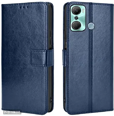 Coverblack Magnetic Case Artificial Leather,Rubber Flip Cover For Infinix Hot 12 ProNavy Blue-thumb0