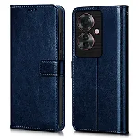 Coverblack Vintage Magnatic Closer Matte Leather Flip Cover For Oppo Cph2603 , F25 Pro 5GNavy Blue-thumb1