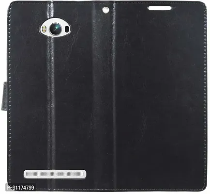 Classy Grip Case Artificial Leather,Rubber Flip Cover For Asus Zenfone MaxVenom Black-thumb2