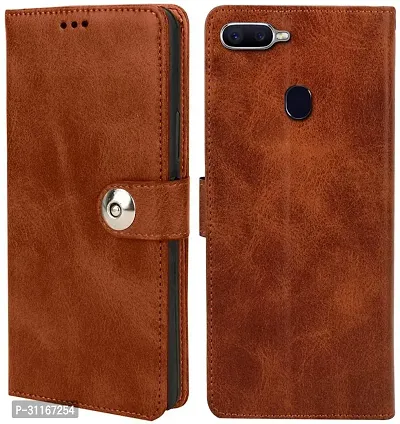 Classy Magnetic Case Artificial Leather,Rubber Flip Cover For Oppo A5Executive Brown-thumb0