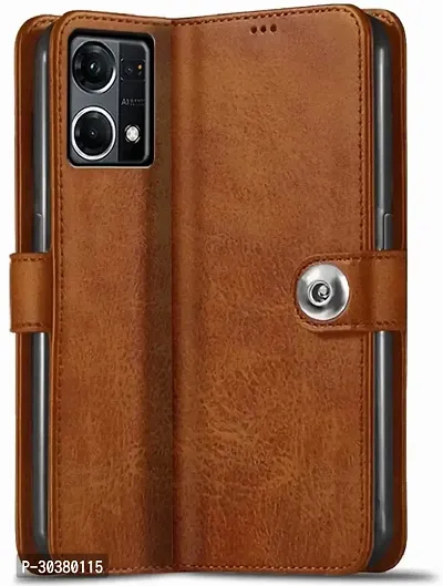 Coverblack Dual Protection Artificial Leather,Rubber Flip Cover For Oppo F21 Pro 4GExecutive Brown-thumb0