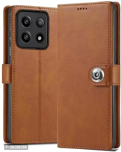 Coverblack Hybrid Tpu Artificial Leather,Silicon Flip Cover For Poco X6Pro 5GVintage Brown