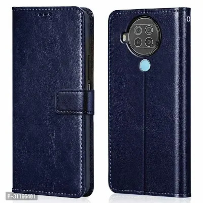 Classy Dual Protection Artificial Leather,Rubber Flip Cover For Nokia 5.4Blue-thumb0