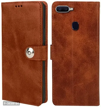 Coverblack Magnetic Case Artificial Leather,Rubber Flip Cover For Oppo A5Executive Brown-thumb0