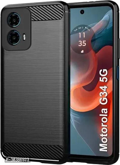 Coverblack Dual Protection Rubber Back Cover For Motorola G34 5GBlack-thumb2