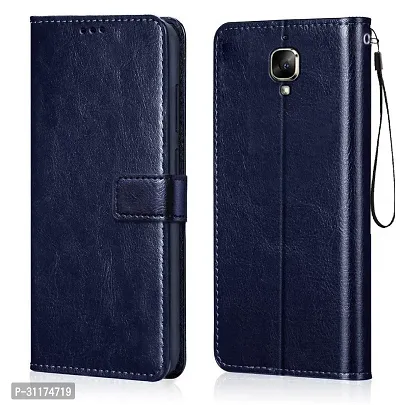 Classy Magnetic Case Artificial Leather,Rubber Flip Cover For 1+ 3 ,Oneplus 3 , A3003Attractive Blue-thumb2