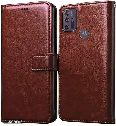 Coverblack Magnetic Case Artificial Leather,Silicon Flip Cover For Motorola Moto G10 PowerTan Brown-thumb0