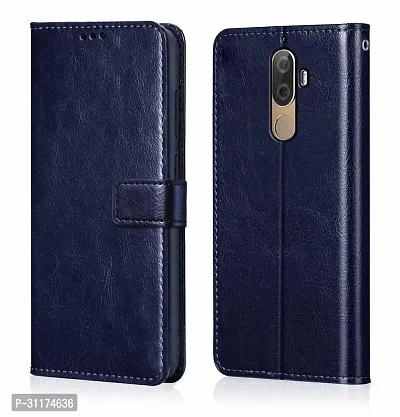 Classy Grip Case Artificial Leather,Rubber Flip Cover For Lenovo Xt 19023 , K8NoteNavy Blue-thumb2