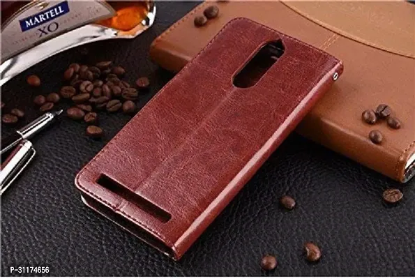 Classy Dual Protection Artificial Leather,Rubber Flip Cover For Micromax Canvas Infinity Hs2Vintage Brown-thumb5