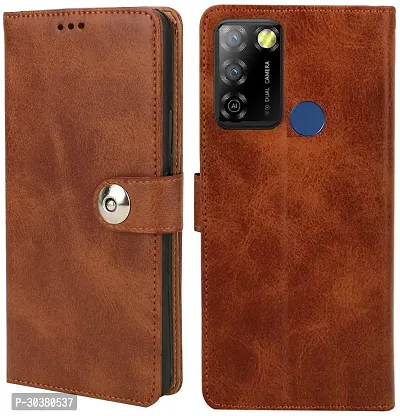 Coverblack Magnetic Case Artificial Leather,Silicon Flip Cover For Infinix Smart 5AExecutive Brown