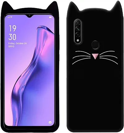 BUSTYLE Cat Kitty Back Cover Compatible with Oppo A31 - Black