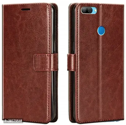 Coverblack Magnetic Case Artificial Leather,Rubber Flip Cover For Huawai Honor 9NTan Brown-thumb0