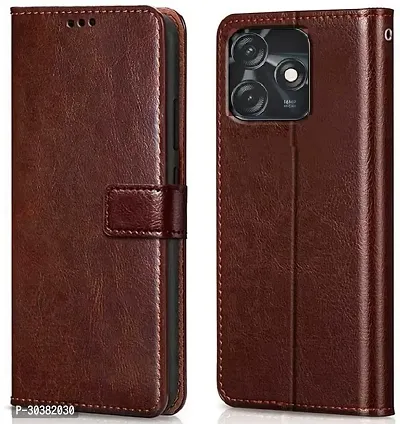 Coverblack Grip Case Artificial Leather,Silicon Flip Cover For Tecno Ki5K , Spark 10CVintage Brown-thumb0