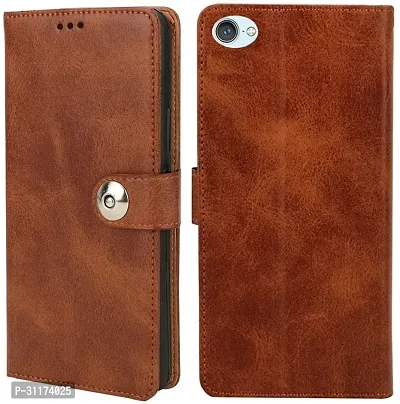 Classy Dual Protection Artificial Leather,Silicon Flip Cover For Oppo Cph1801 , A71KVintage Brown-thumb0