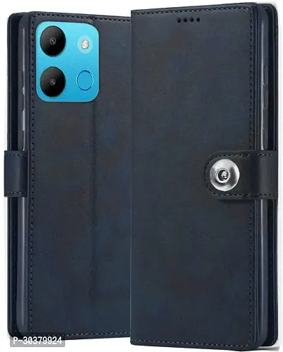 Coverblack Magnetic Case Artificial Leather,Rubber Flip Cover For Infinix Smart 7X6517Blue