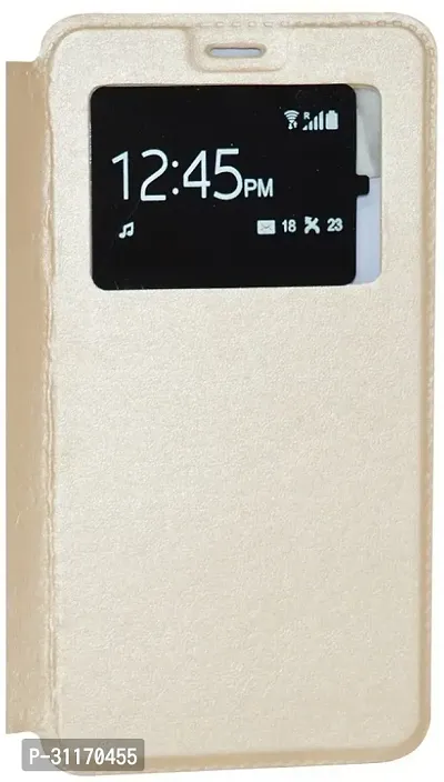 Classy Dual Protection Artificial Leather,Plastic Flip Cover For Gionee F103ProGolden-thumb2