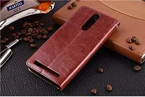 Classy Magnetic Case Artificial Leather Flip Cover For Micromax Canvas Infinity Hs2Vintage Brown-thumb4