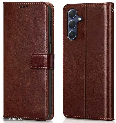 Coverblack Magnetic Case Artificial Leather,Rubber Flip Cover For Samsung Galaxy F34 5GExecutive Brown-thumb0