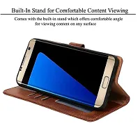 Classy Shock Proof Artificial Leather,Silicon Flip Cover For Vivo_ T2 5GBrown-thumb3