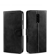 Classy Grip Case Artificial Leather,Rubber Flip Cover For Oneplus 6T A6010, A6013Vintage Starry Black-thumb1