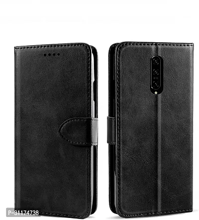 Classy Grip Case Artificial Leather,Rubber Flip Cover For Oneplus 6T A6010, A6013Vintage Starry Black-thumb2