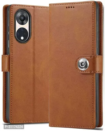 Classy Hybrid Tpu Artificial Leather,Silicon Flip Cover For Reno 8T 5GCph2505Vintage Brown-thumb0