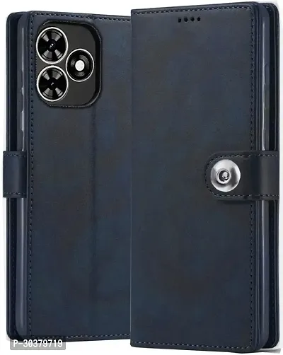 Coverblack Shock Proof Artificial Leather,Silicon Flip Cover For Itel A665L , Itel_A70Blue