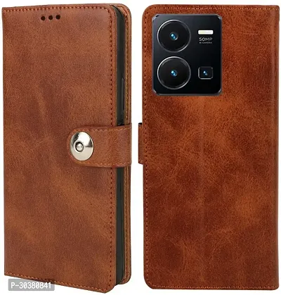 Coverblack Hybrid Tpu Artificial Leather,Rubber Flip Cover For Vivo Y1SExecutive Brown-thumb0