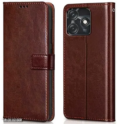 Coverblack Grip Case Artificial Leather,Silicon Flip Cover For Tecno Ki5K , Spark 10CVintage Brown-thumb0