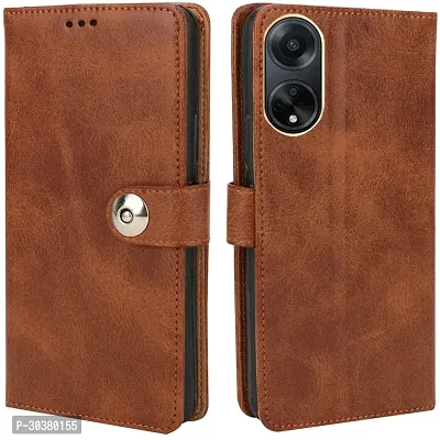 Coverblack Hybrid Tpu Artificial Leather,Silicon Flip Cover For Oppo Cph2527 , Oppo_F23 5GBrown-thumb0