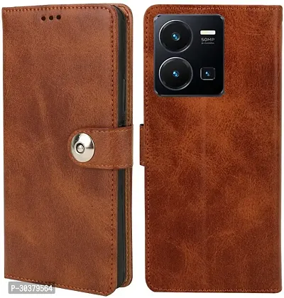 Coverblack Hybrid Tpu Artificial Leather,Rubber Flip Cover For Vivo Y1SExecutive Brown-thumb0