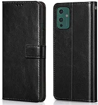 Classy Dual Protection Artificial Leather,Silicon Flip Cover For Oneplus Le2111 , 1+ 9 5GVintage Starry Black-thumb1