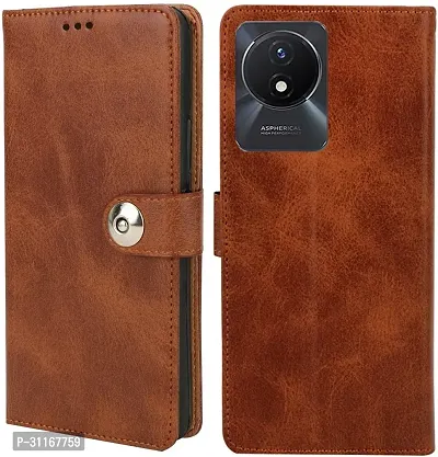 Classy Dual Protection Artificial Leather,Silicon Flip Cover For Vivo V2217 , Y02Vintage Brown-thumb0