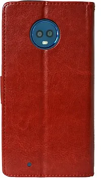 Coverblack Grip Case Artificial Leather,Rubber Flip Cover For Motorola Moto G6Xt 1925Vintage Red-thumb1