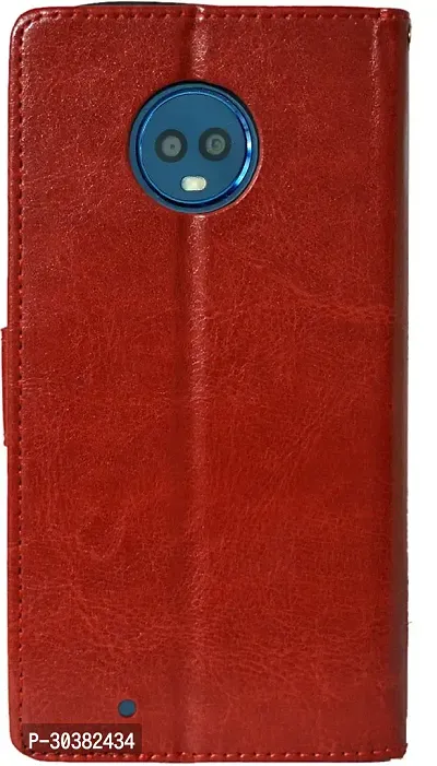 Coverblack Grip Case Artificial Leather,Rubber Flip Cover For Motorola Moto G6Xt 1925Vintage Red-thumb2